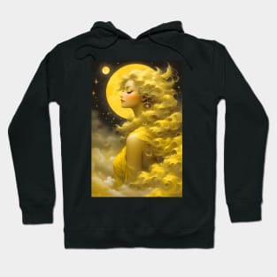 Yellow moon girl Hoodie